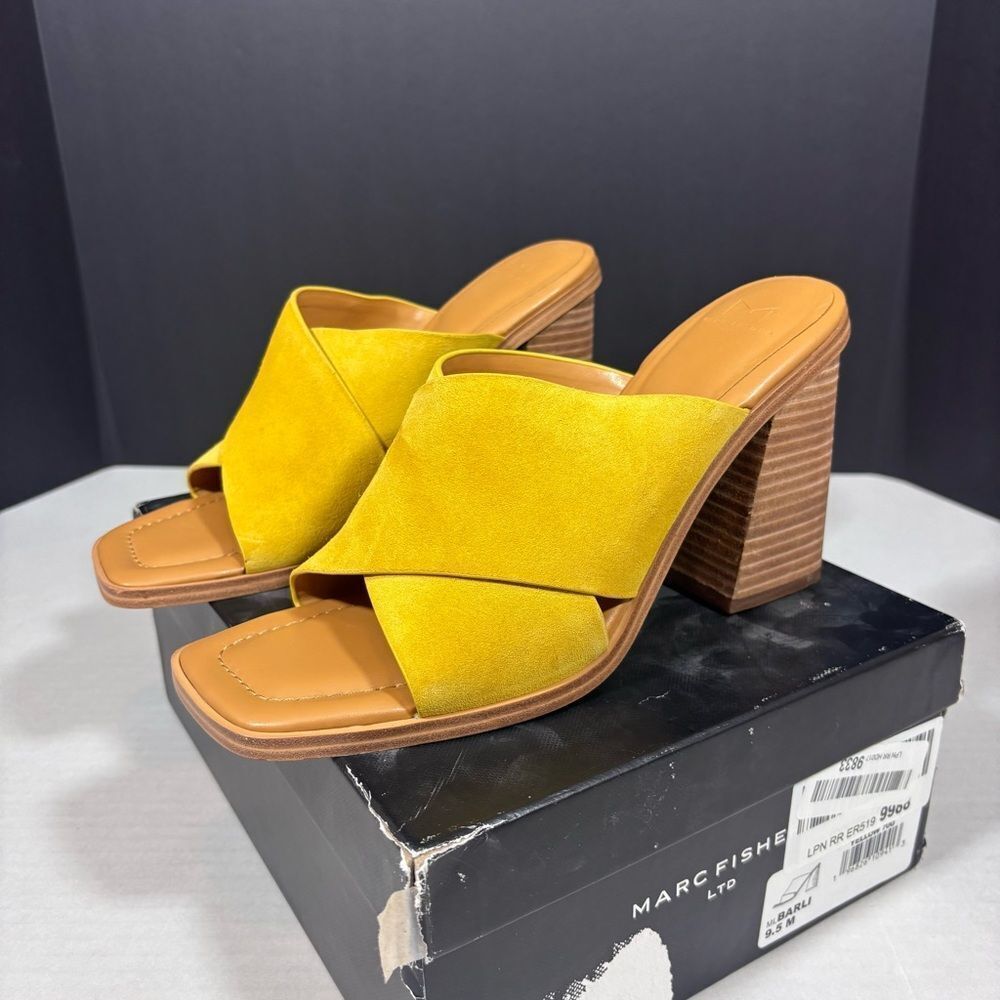 Marc Fisher Barli Sandal Yellow/Gold Size 9.5 NEW in box - Picture 5 of 12